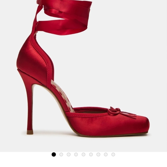 Steve Madden Scarlet Satin Ankle Tie Heels - Picture 3 of 5